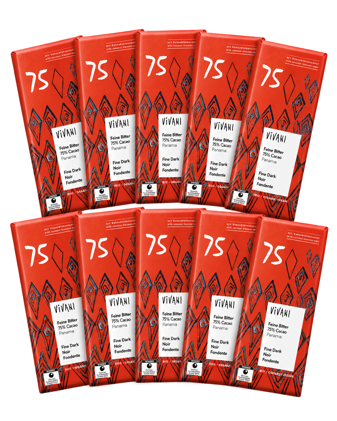[アウトレット 30%OFF] オーガニック ダークチョコレート 75% × 10個